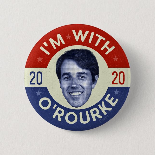 Badge Rond 5 Cm Beto O'Rourke Président 2020 Démocrate Photo Retro (Devant)