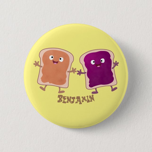 Badge Rond 5 Cm Beurre d'arachide mignonne et caricature sandwich  (Devant)