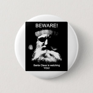 Badge Rond 5 Cm Beware_Santa