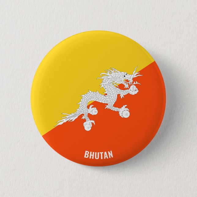 Badge Rond 5 Cm Bhoutan Drapeau mignon Patriotique (Devant)