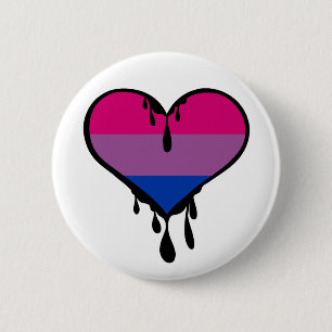 Badge Rond 5 Cm Bi Fierté Coeur Déchirant