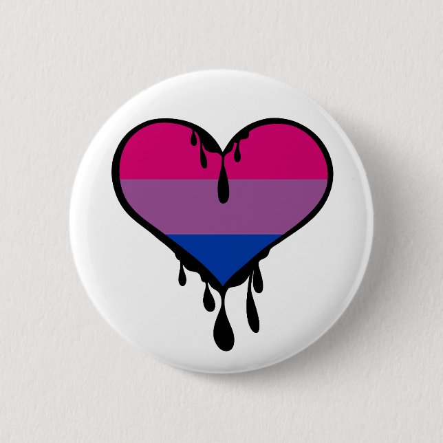 Badge Rond 5 Cm Bi Fierté Coeur Déchirant (Devant)