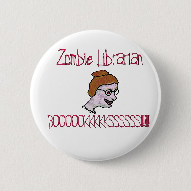 Badge Rond 5 Cm Bibliothécaire zombie (Devant)