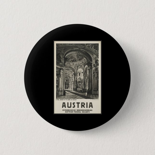 Badge Rond 5 Cm Bibliothèque de l'Autriche Styrie de l'abbaye (Devant)