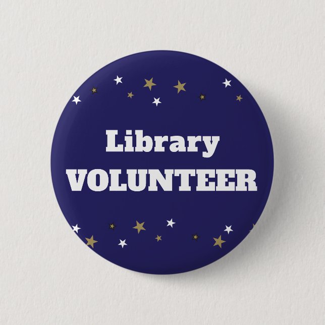 Badge Rond 5 Cm Bibliothèque Volontaire avec identification étoilé (Devant)