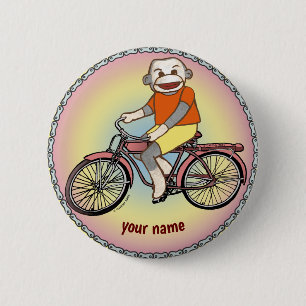 Badge Rond 5 Cm Bicyclette à singe de choc