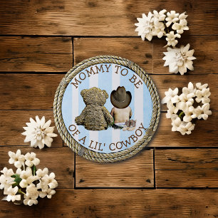 Badge Rond 5 Cm Bientôt être maman d'un bouton Lil Cowboy