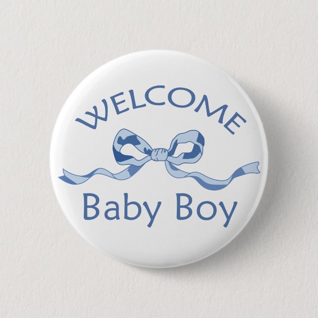 BADGE ROND 5 CM BIENVENUE BÉBÉ GARÇON (Devant)