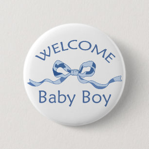 BADGE ROND 5 CM BIENVENUE BÉBÉ GARÇON