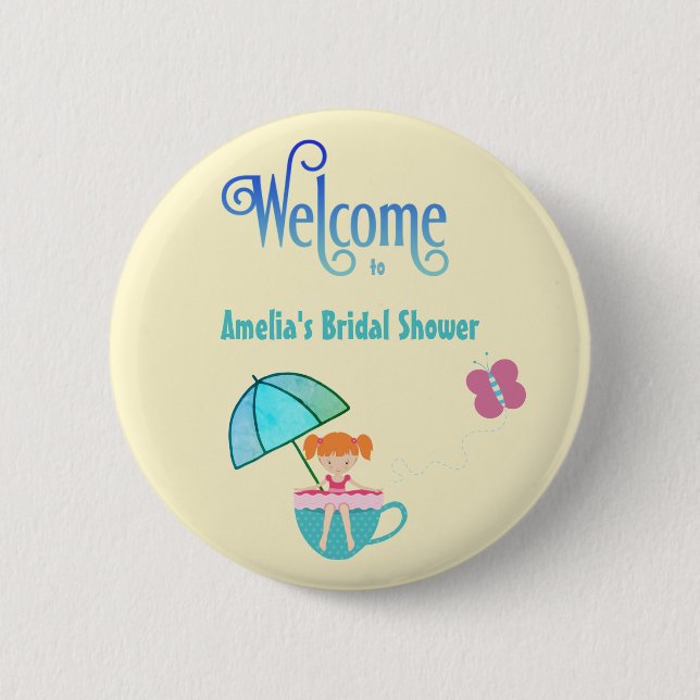 Badge Rond 5 Cm Bienvenue Tasse de thé pour enterrement de vie de  (Devant)
