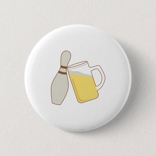 Badge Rond 5 Cm Bière et bowling (Devant)