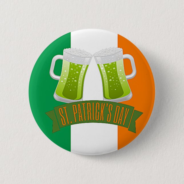 Badge Rond 5 Cm Bière verte de la Saint-Patrick (Devant)