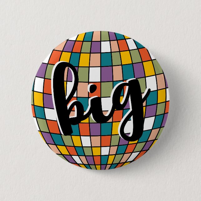 Badge Rond 5 Cm Big Little Sorority Retro Disco Ball Button (Devant)