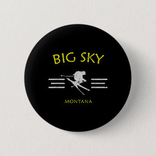 Badge Rond 5 Cm Big Sky Ski Montana Ski Tee