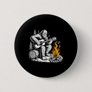 Badge Rond 5 Cm Bigfoot Jouant De La Guitare Feu De Camp Drôle De