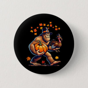 Badge Rond 5 Cm Bigfoot Pèlerin Chapeau Jour de la dinde de Thanks