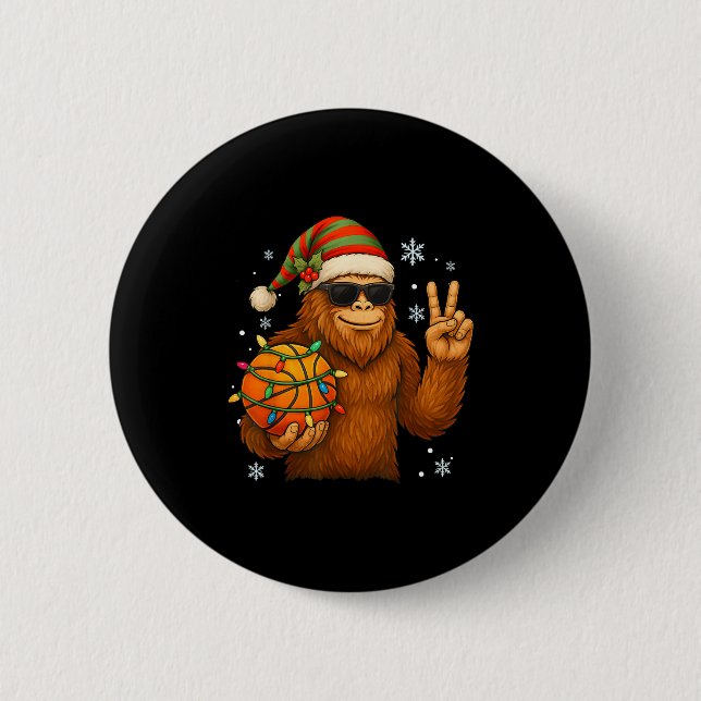 Badge Rond 5 Cm Bigfoot Santa Basketball Christmas  (Devant)