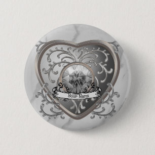Badge Rond 5 Cm Bijou d'argent Coeur de la fée
