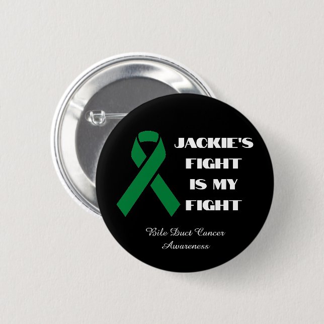 Badge Rond 5 Cm Bile noire Ducky Cancer Support Billet vert (Devant & derrière)