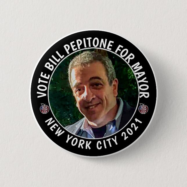 Badge Rond 5 Cm Bill Pepitone pour le maire de New York 2021 (Devant)