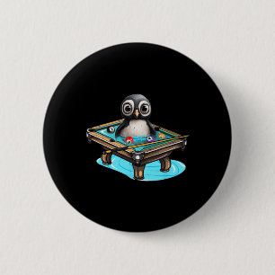 Badge Rond 5 Cm Billard Penguin Hustler Pool Snooker Jouer Poo