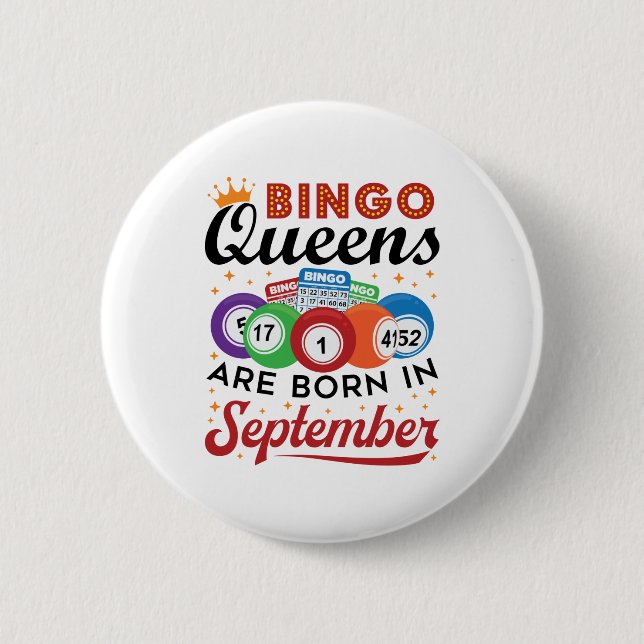 Badge Rond 5 Cm Bingo Queens Are Born in Septembre (Devant)