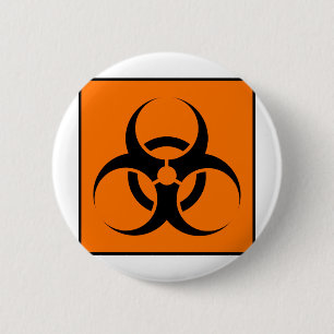 Badge Rond 5 Cm Bio risque ou orange de avertissement de symbole