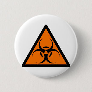 Badge Rond 5 Cm Bio risque ou orange de avertissement de symbole