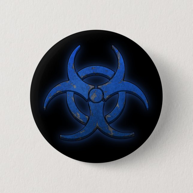 Badge Rond 5 Cm Biohazard bleu (Devant)