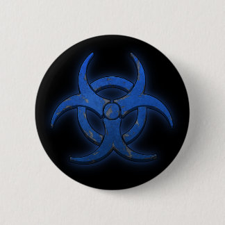 Badge Rond 5 Cm Biohazard bleu