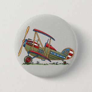 Badge Rond 5 Cm Biplan mignon