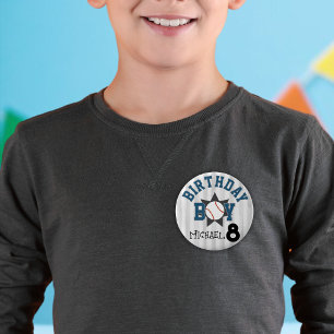 Badge Rond 5 Cm Birthday boy baseball nom personnalisé