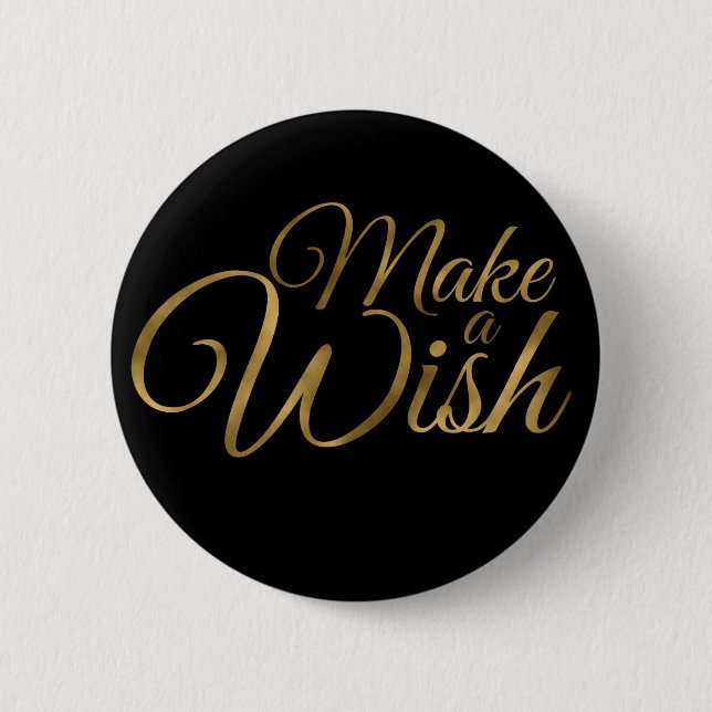 Badge Rond 5 Cm Birthday Make a Wish Black & Gold (Devant)