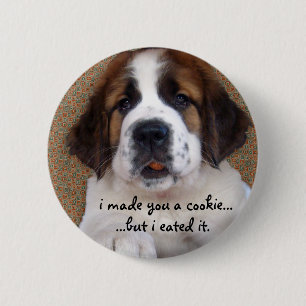 Badge Rond 5 Cm Biscuit de chiot de St Bernard
