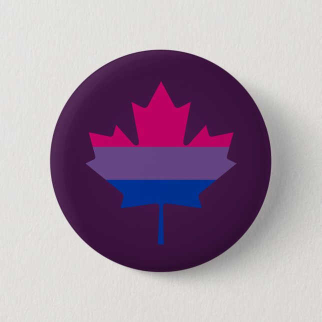 Badge Rond 5 Cm Bisexualité fierté feuille d'érable Bouton (Devant)