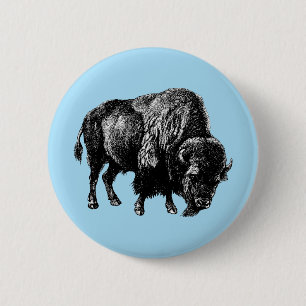 Badge Rond 5 Cm Bison américain de Buffalo
