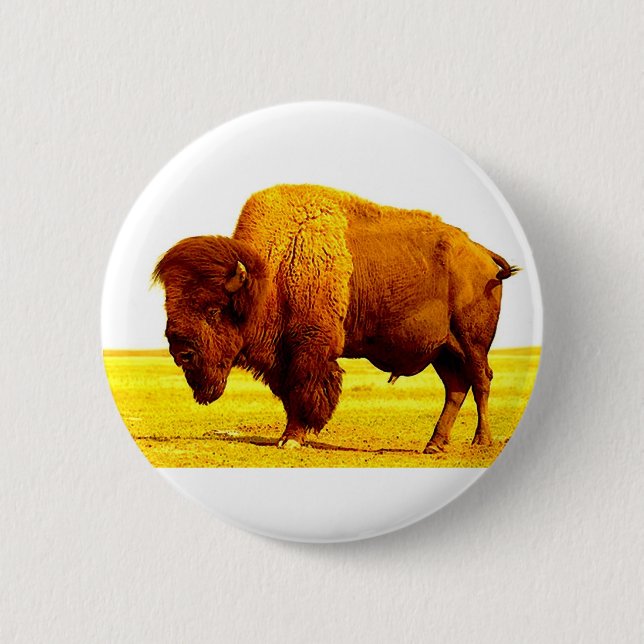 Badge Rond 5 Cm Bison / Buffle (Devant)