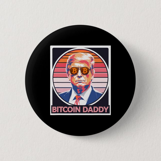 Badge Rond 5 Cm Bitcoin mignon papa Trump Crypto King Internet Mon (Devant)