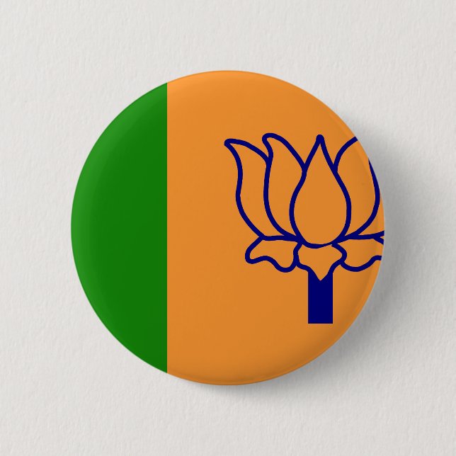 Badge Rond 5 Cm Bjp, drapeau de l'Inde (Devant)