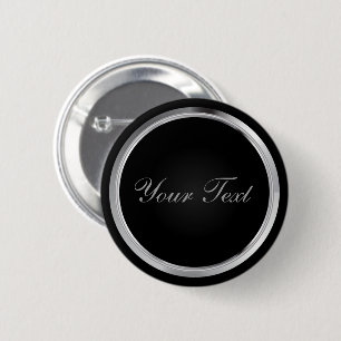 Badge Rond 5 Cm Black and Metallic Silver with DIY Text