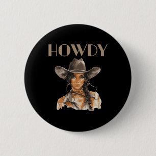 Badge Rond 5 Cm Black Cowgirl Western Rodeo Melanin JunetDix Tex