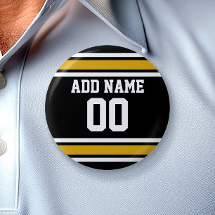 Badge Rond 5 Cm Black Gold Football Jersey Nom personnalisé Numé