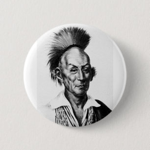 Badge Rond 5 Cm Black Hawk ~ Sac Sauk Chef indien