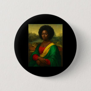 Badge Rond 5 Cm Black Mona Lisa Afro-Américaine Afro Mois de l'his