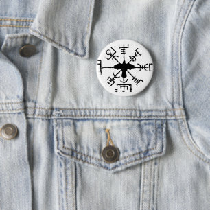 Badge Rond 5 Cm Black Raven Vegvisir Protection Sigil
