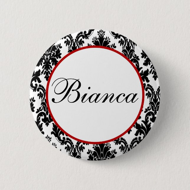 Badge Rond 5 Cm Black White Red Damask (Devant)