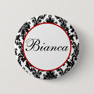 Badge Rond 5 Cm Black White Red Damask
