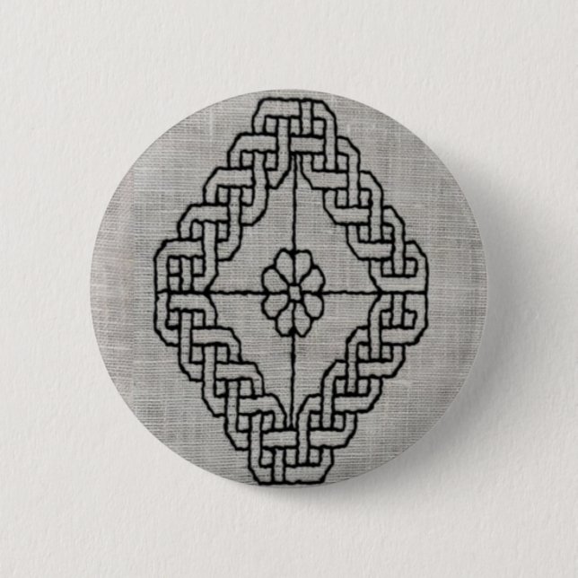 Badge Rond 5 Cm Blackwork embroidery button (Devant)