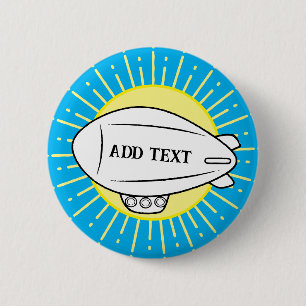 Badge Rond 5 Cm Blanc Blimp bleu ciel personnalisé