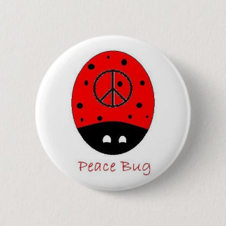 Badge Rond 5 Cm blanc de bouton d'insecte de paix